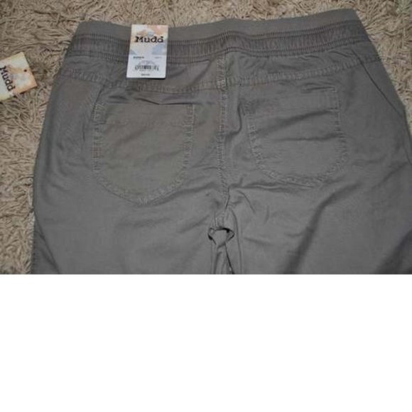 Womens Joggers Pants Mudd Olive Green 5 Twill Elastic Drawstring Waist Lowrise - Picture 6 of 6